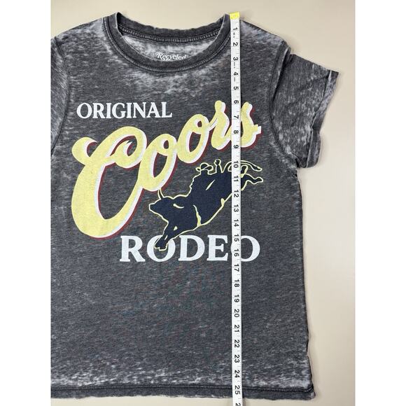 Coors Womens Rodeo Bull Tee S Gray Recycled Karma Western Punchy Cowgirl Boho - Picture 7 of 11